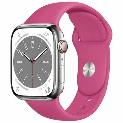 Ремешок силиконовый Sport для Apple Watch 38/40/41 мм, 225мм, на кнопке, пурпурный (54)