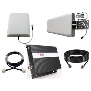 Репитер 200 мВт усилитель сотовой связи и интернета 2G/3G/4G LTE Telestone 1800/2100-75 комплект две антенны + два кабеля