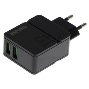 Сетевое зарядное устройство EX-Z-1430, 2 USB, 2.4 А, черное