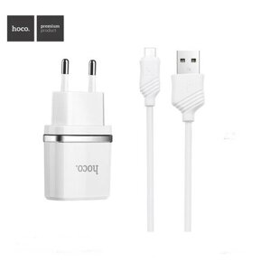 Сетевое зарядное устройство Hoco C11, USB - 1 А, кабель microUSB 1 м, белый