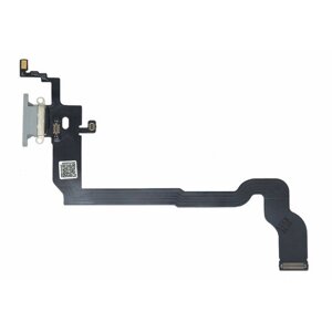 Шлейф для Apple iPhone X на разъем зарядки/микрофон (серый)