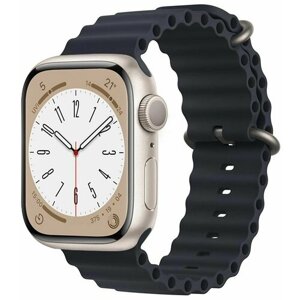 Силиконовый браслет Ocean Band для Apple Watch 38/40/41/Smart X7 mini/Smart GS8 mini / черный