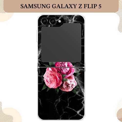 Силиконовый чехол "Букет на черном мраморе" на Samsung Galaxy Z Flip 5 / Самсунг Z Flip 5