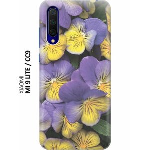 Силиконовый чехол Фиолетовые и желтые фиалки на Xiaomi Mi 9 Lite / CC9 / Сяоми Ми 9 Лайт / Ми СС9