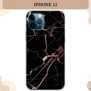 Силиконовый чехол "Мрамор розовое золото" на Apple iPhone 12/12 Pro / Айфон 12