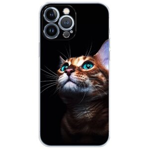 Силиконовый чехол на Apple iPhone 13 Pro Max / Айфон 13 Про Макс Мечтательный кот