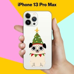 Силиконовый чехол на Apple iPhone 13 Pro Max Елка-мопс / для Эпл Айфон 13 Про Макс