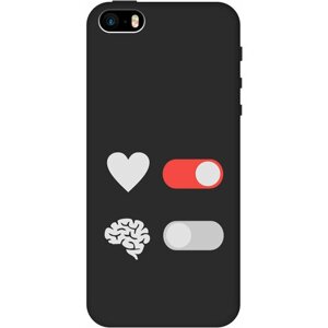 Силиконовый чехол на Apple iPhone SE / 5s / 5 / Эпл Айфон 5 / 5с / СЕ с рисунком "Brain Off W" Soft Touch черный