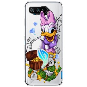 Силиконовый чехол на Asus ROG Phone 5S / Асус Рог Фон 5S "Rich Daisy Duck", прозрачный