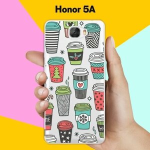Силиконовый чехол на Honor 5A Узор из стаканчиков / для Хонор 5А