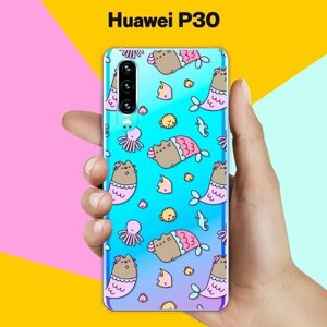 Силиконовый чехол на Huawei P30 Коты-русалки / для Хуавей П30