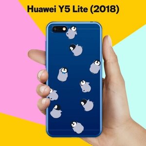 Силиконовый чехол на Huawei Y5 Lite 2018 Серые пингвины / для Хуавей У5 Лайт 2018