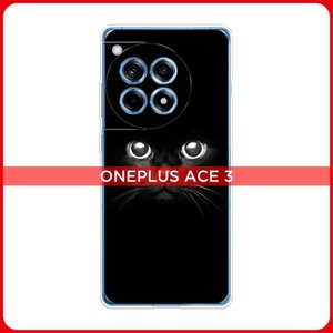 Силиконовый чехол на OnePlus Ace 3/12R / Ван Плас Асе 3/12R Взгляд черной кошки