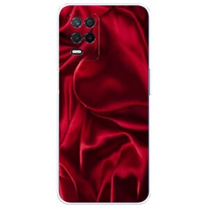 Силиконовый чехол на realme 8 5G/Narzo 30 5G / Реалми 8 5G/Нарзо 30 5G Текстура красный шелк