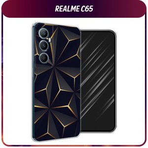 Силиконовый чехол на Realme C65 / Реалми С65 "Черные полигоны"