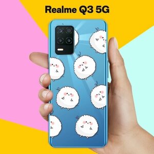 Силиконовый чехол на realme Q3 5G Белые ежики / для Реалми Ку 3 5 Джи