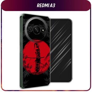 Силиконовый чехол на Redmi A3 / Редми А3 "Самурай на красном фоне"