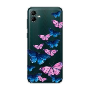 Силиконовый чехол на Samsung Galaxy A04 / Самсунг Галакси А04 "Полет бабочек", прозрачный