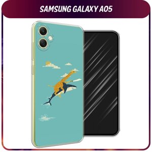Силиконовый чехол на Samsung Galaxy A05 / Самсунг А05 "Жираф на акуле"
