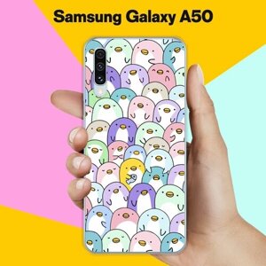 Силиконовый чехол на Samsung Galaxy A50 Пингвины с рыбой / для Самсунг Галакси А50