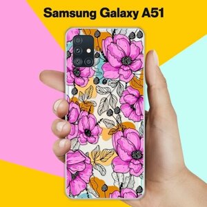 Силиконовый чехол на Samsung Galaxy A51 Фиолетовые цветы / для Самсунг Галакси А51