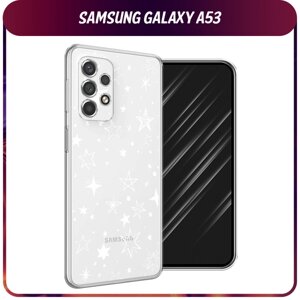Силиконовый чехол на Samsung Galaxy A53 5G / Самсунг А53 5G "Звездочки графика белая", прозрачный
