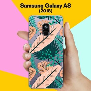 Силиконовый чехол на Samsung Galaxy A8 (2018) Листья / для Самсунг Галакси А8 2018