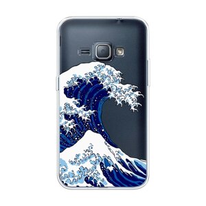 Силиконовый чехол на Samsung Galaxy J1 2016 / Самсунг Галакси J1 2016 "Волна в Канагаве", прозрачный
