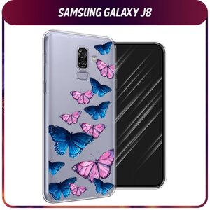 Силиконовый чехол на Samsung Galaxy J8 / Самсунг Галакси J8 "Полет бабочек", прозрачный
