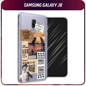 Силиконовый чехол на Samsung Galaxy J8 / Самсунг Галакси J8 "Санкт-Петербург коллаж", прозрачный