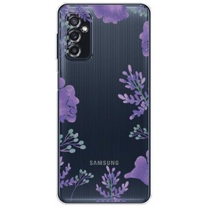 Силиконовый чехол на Samsung Galaxy M52 / Самсунг Галакси M52 Сиреневая цветочная рамка, прозрачный