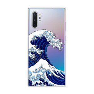 Силиконовый чехол на Samsung Galaxy Note 10 Plus / Самсунг Галакси Ноте 10 Плюс "Волна в Канагаве", прозрачный