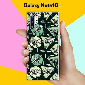 Силиконовый чехол на Samsung Galaxy Note 10+ Узор из динозавров / для Самсунг Галакси Ноут 10 Плюс
