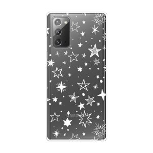 Силиконовый чехол на Samsung Galaxy Note 20 / Самсунг Галакси Ноте 20 "Звездочки графика белая", прозрачный