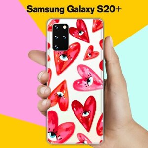 Силиконовый чехол на Samsung Galaxy S20+ Сердца / для Самсунг Галакси С20 Плюс