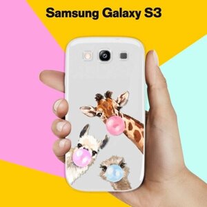 Силиконовый чехол на Samsung Galaxy S3 Лама, жираф, страус / для Самсунг Галакси С3