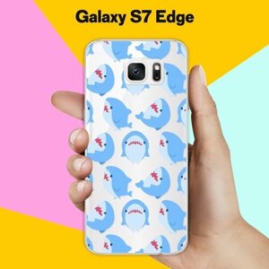 Силиконовый чехол на Samsung Galaxy S7 Edge Акулы / для Самсунг Галакси С7 Едж