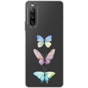 Силиконовый чехол на Sony Xperia 10 IV / Сони Иксперия 10 IV Акварельные бабочки, прозрачный