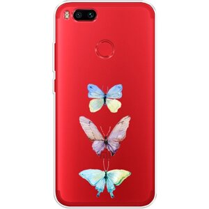 Силиконовый чехол на Xiaomi Mi A1 / Сяоми М1 А1 Акварельные бабочки, прозрачный
