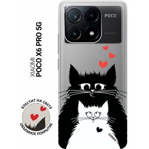 Силиконовый чехол на Xiaomi Poco X6 Pro 5G / Сяоми Поко Х6 Про 5г с рисунком "Cats in Love" прозрачный