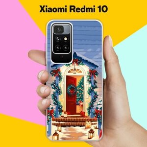 Силиконовый чехол на Xiaomi Redmi 10 Новогодняя дверь / для Сяоми Редми 10