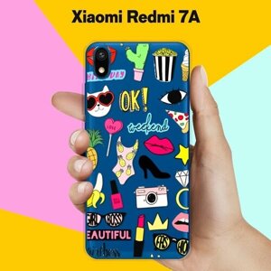Силиконовый чехол на Xiaomi Redmi 7A Узор из принадлежностей / для Сяоми Редми 7А