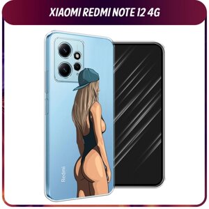 Силиконовый чехол на Xiaomi Redmi Note 12 4G / Сяоми Редми Ноут 12 4G "Девушка в черном купальнике", прозрачный
