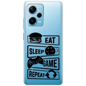 Силиконовый чехол на Xiaomi Redmi Note 12 Pro / Note 12 Pro+Note 12 Explorer Edition с 3D принтом "Game Repeat" прозрачный