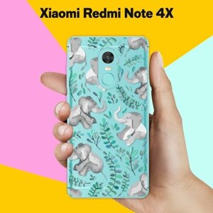 Силиконовый чехол на Xiaomi Redmi Note 4X Узор из слонов / для Сяоми Редми Ноут 4Х