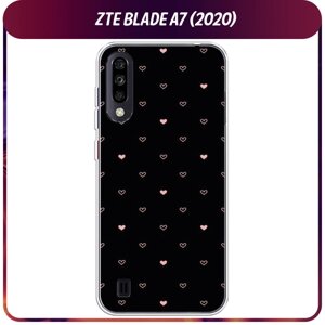 Силиконовый чехол на ZTE Blade A7 (2020) / ЗТЕ Блэйд A7 2020 "Чехол с сердечками"
