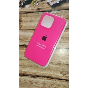 Силиконовый чехол-накладка для iPhone 13 Pro, розовый неоновый, с микрофиброй внутри