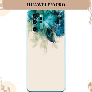 Силиконовый чехол "Перья голубого цвета" на Huawei P30 Pro / Хуавей P30 Про