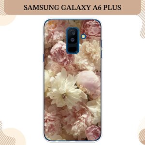 Силиконовый чехол "Пионы светлые" на Samsung Galaxy A6 Plus / Самсунг Галакси A6 Плюс