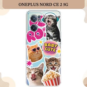 Силиконовый чехол "Popcorn cats" на OnePlus Nord CE 2 5G / Ван Плас Норд СЕ 2 5G, прозрачный